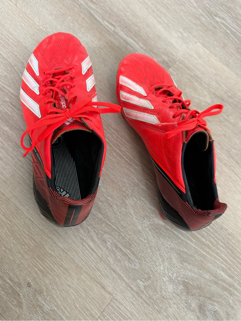 Adidas Adizero F50 Rare Leather FG Cleats Infrared, White, Black in Size 8 Men’s